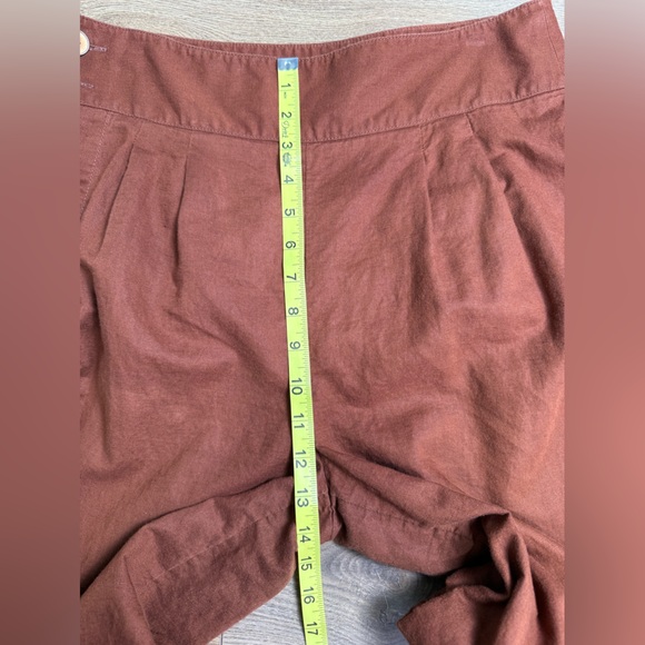 Anthropologie Linen Blend Button Side Wide Leg Pants US 6 Rust Brown - Picture 11 of 12